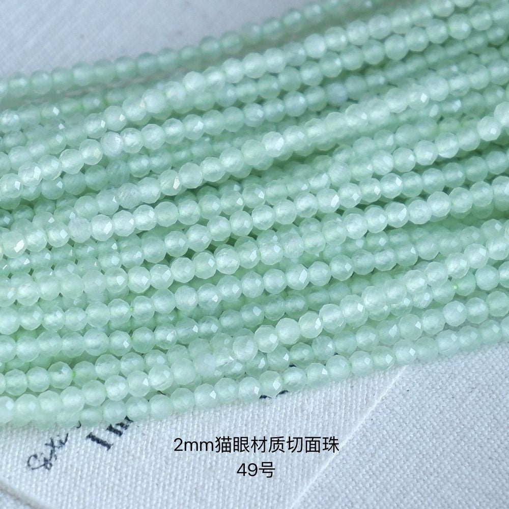 2mm artificial cat’s eye round faceted beads for jewelry making 34cm/strand
