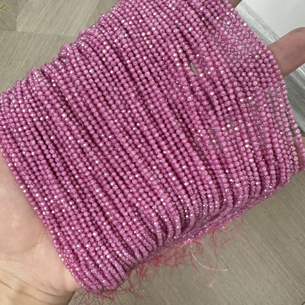 2mm round faceted zircon beads for shuttle tatting frivolite jewelry making