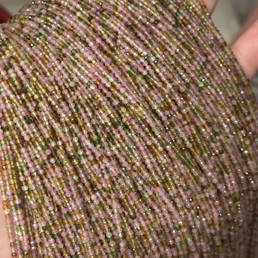 Natural stone tourmaline beads round faceted tourmaline beads for shuttle tatting jewelry making 38cm/strand