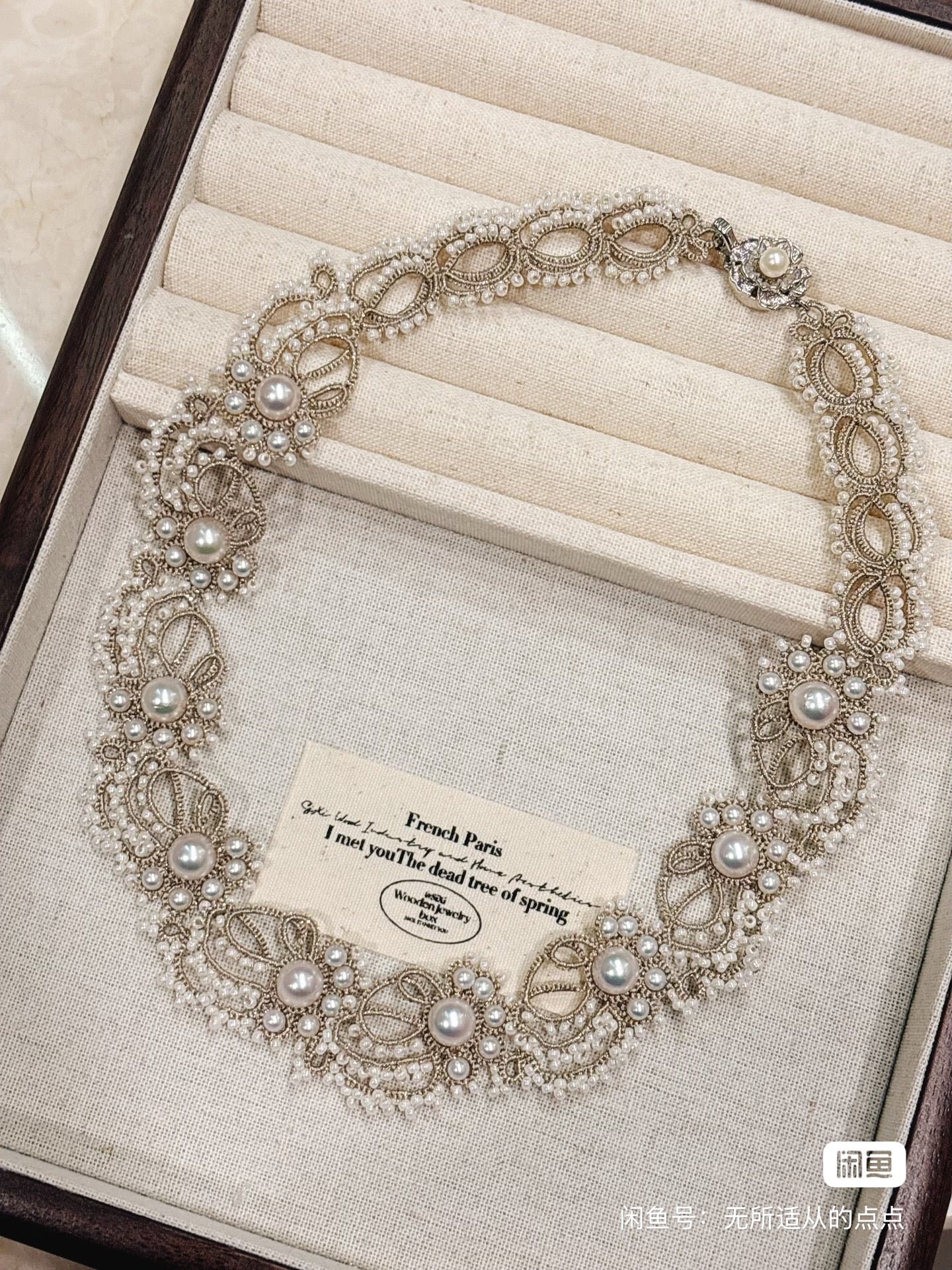 Handmade shuttle tatting necklace