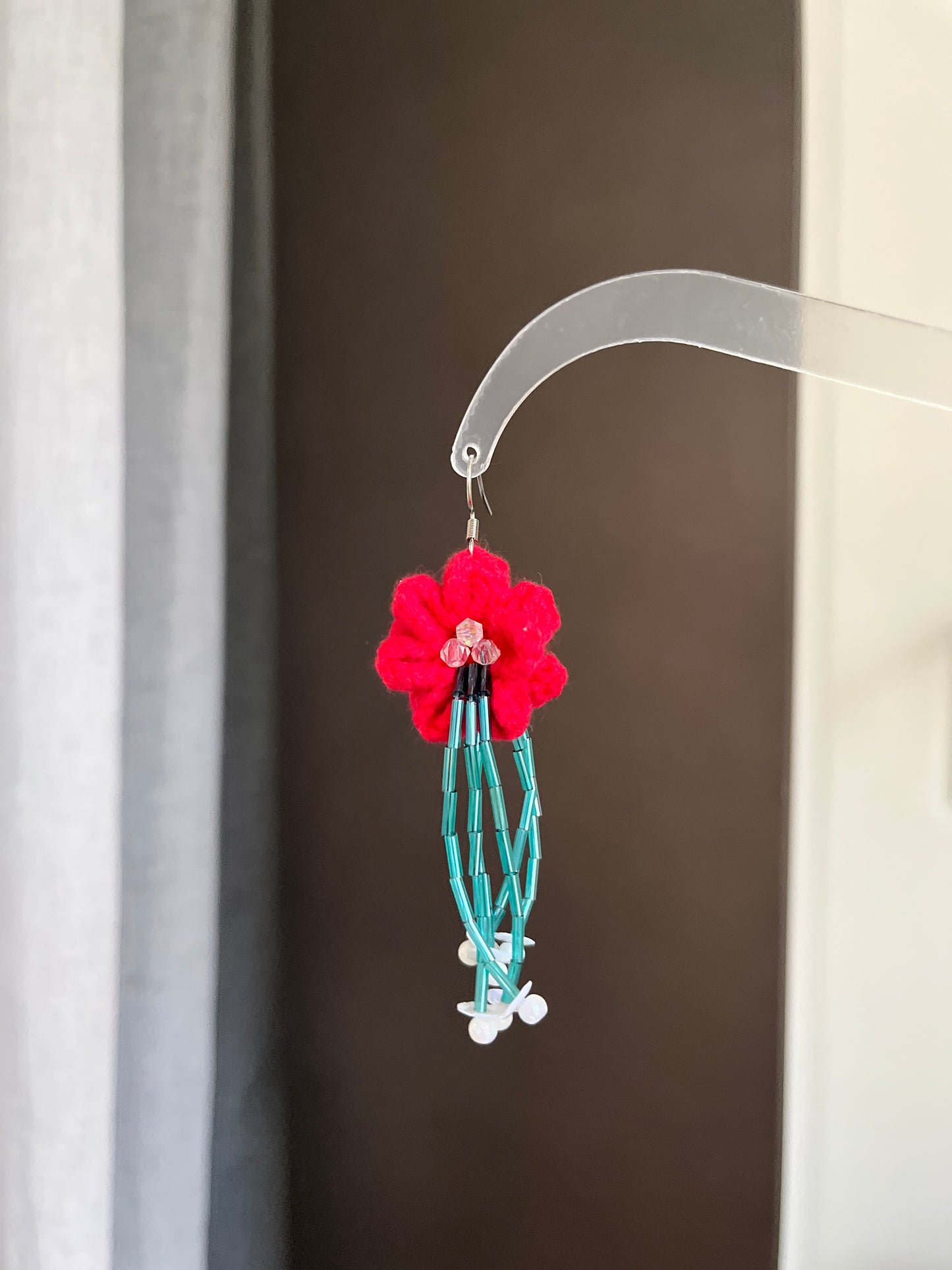 Handmade crochet pretty flower earrings with s925 hooks