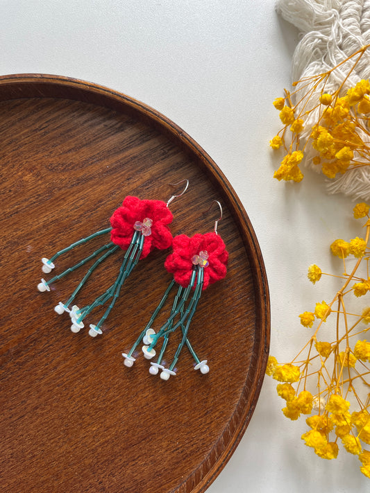 Handmade crochet pretty flower earrings with s925 hooks