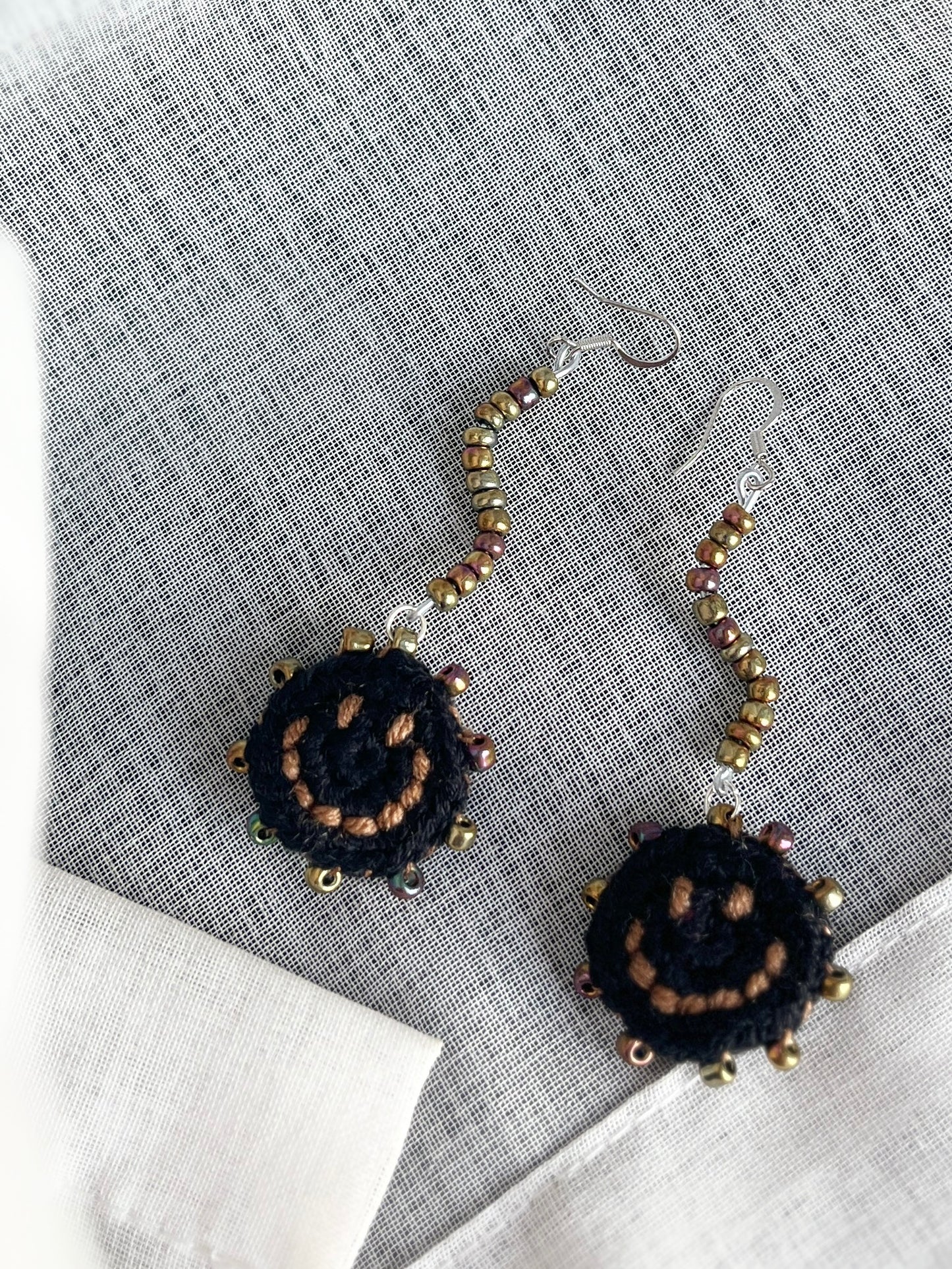 Handmade crochet smile face earrings with s925 hooks
