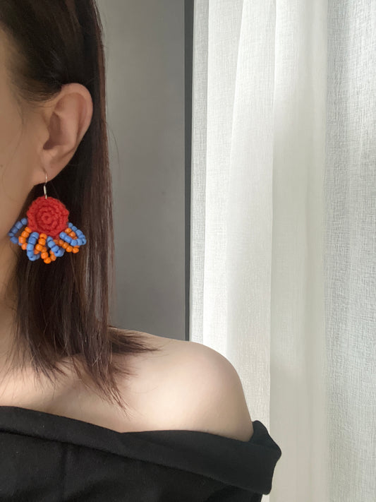 Handmade crochet beaded earrings with s925 hooks