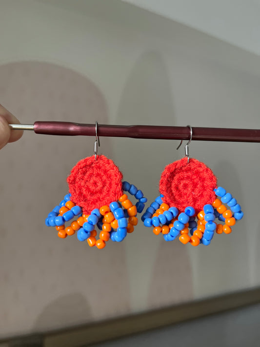 Handmade crochet beaded earrings with s925 hooks