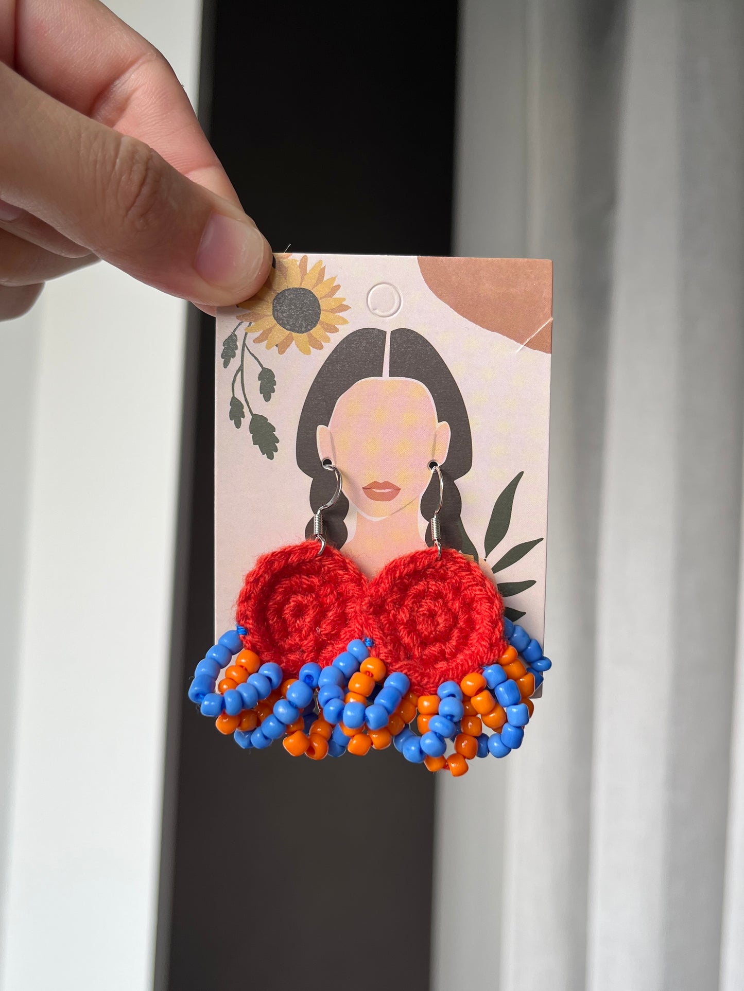 Handmade crochet beaded earrings with s925 hooks