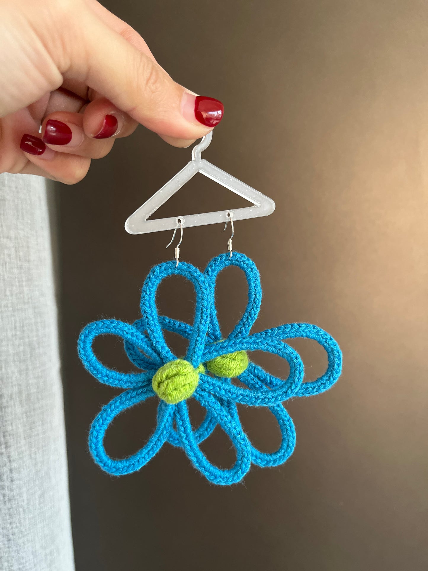 Handmade crochet flower earrings with s925 hooks