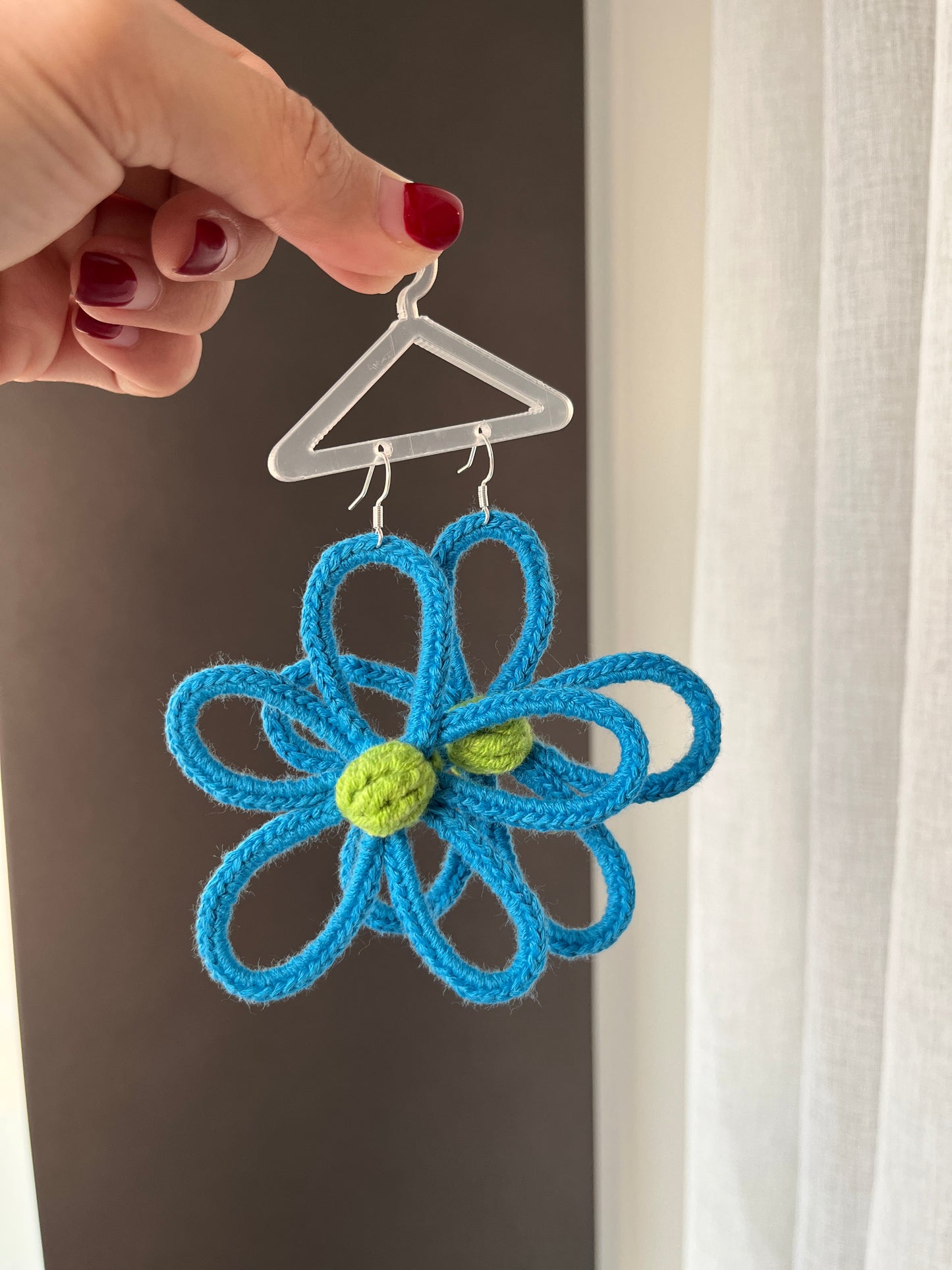 Handmade crochet flower earrings with s925 hooks