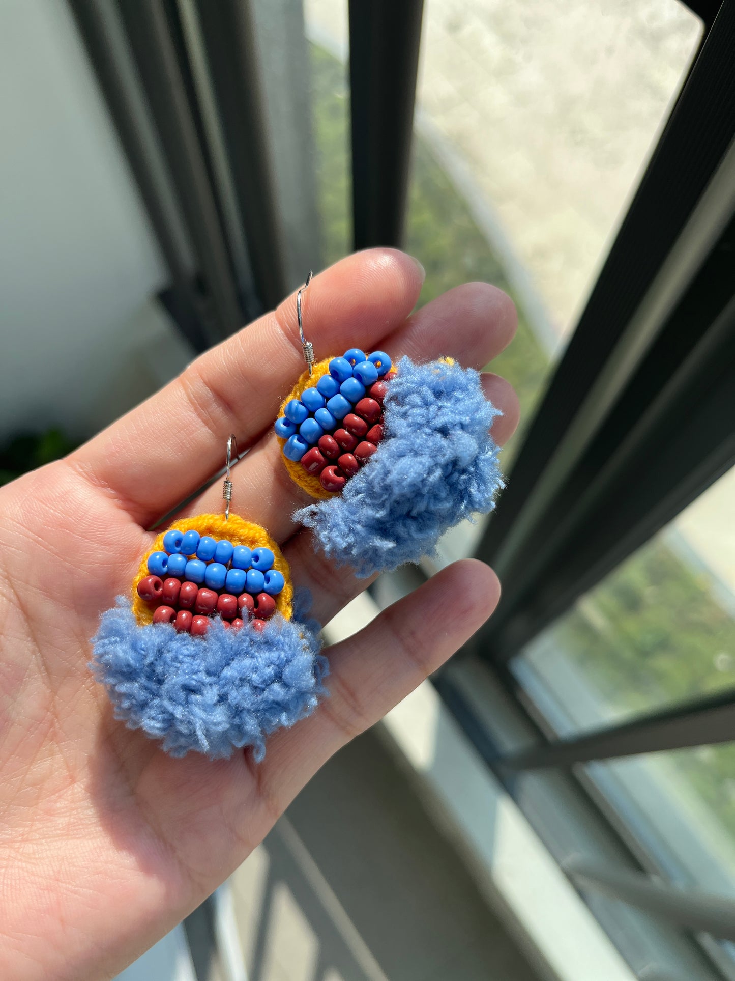 Handmade crochet beaded earrings with s925 hooks