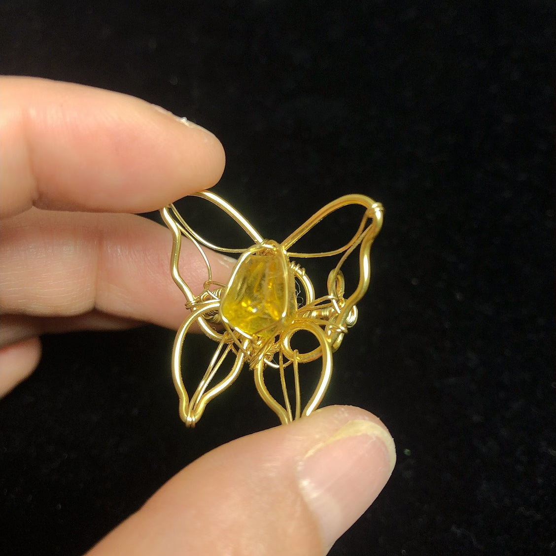 Handmade rock crystal stone ring natural rough citrine wirewrapping rings