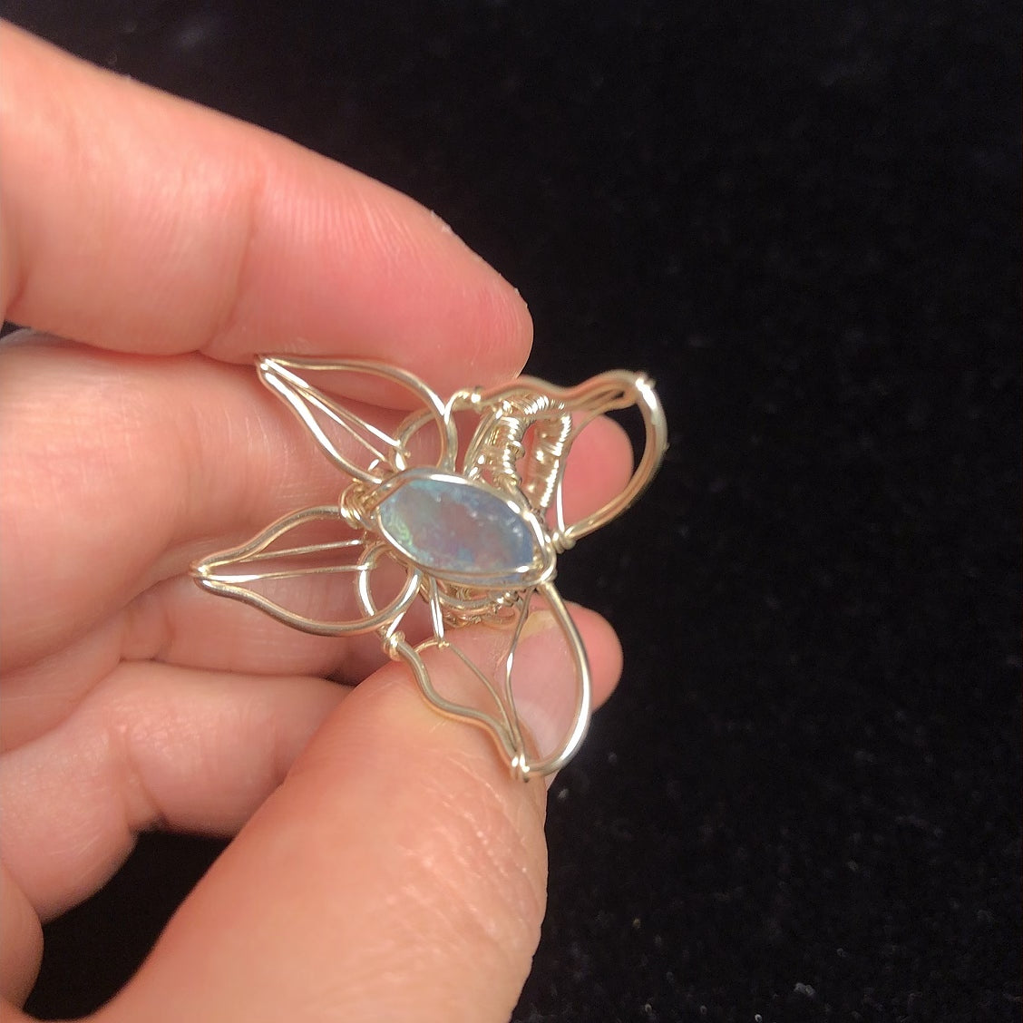 Handmade natural crystal gemstone rings rock aquamarine crystals wirewrapping ring