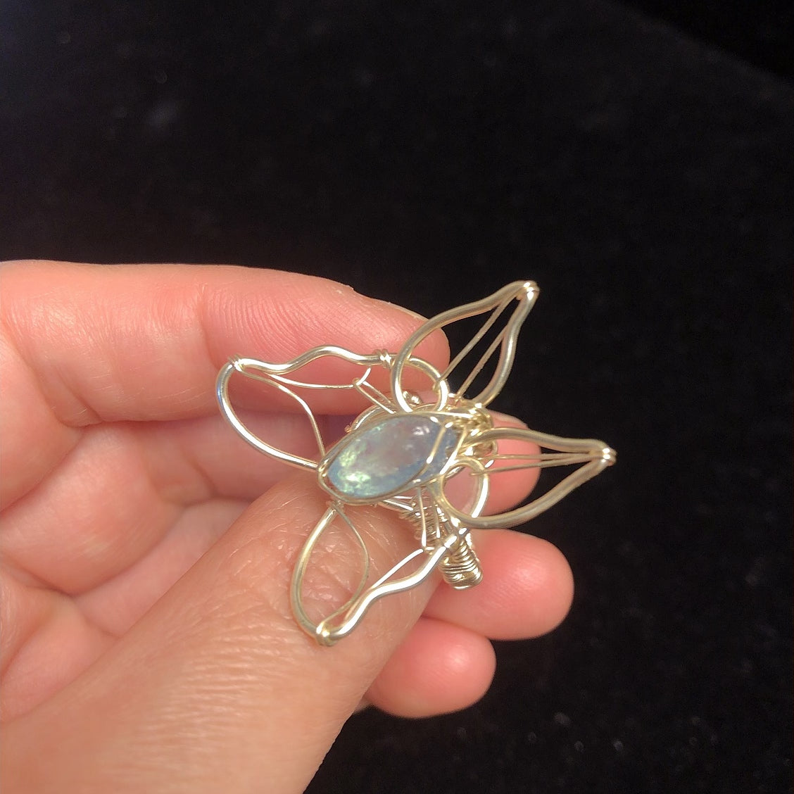 Handmade natural crystal gemstone rings rock aquamarine crystals wirewrapping ring