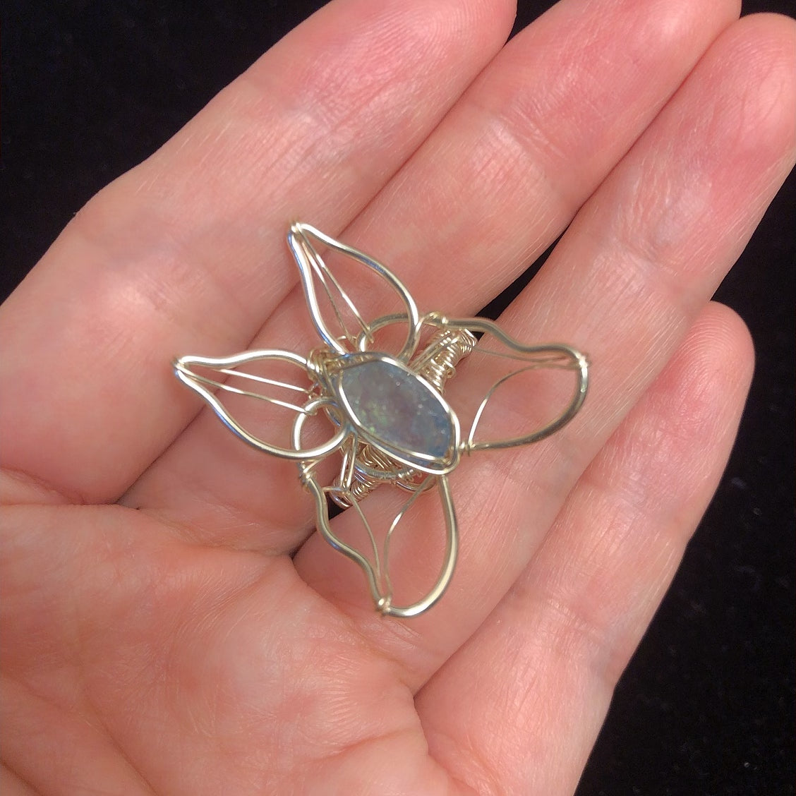 Handmade natural crystal gemstone rings rock aquamarine crystals wirewrapping ring