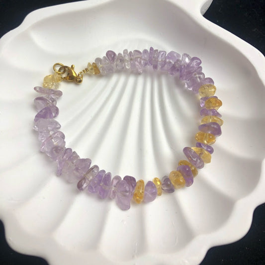 Handmade natural crystal stone amethyst citrine bracelet