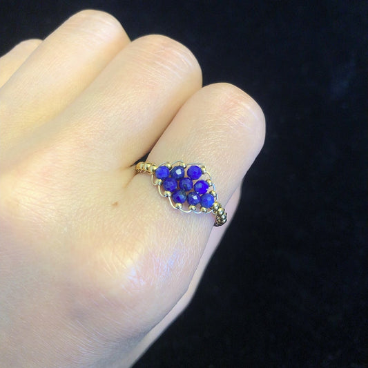 Handmade lapis lazuli beaded ring