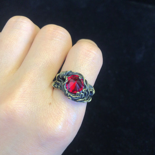 Handmade wirewrapping garnet ring vintage gemstone handcrafted rings
