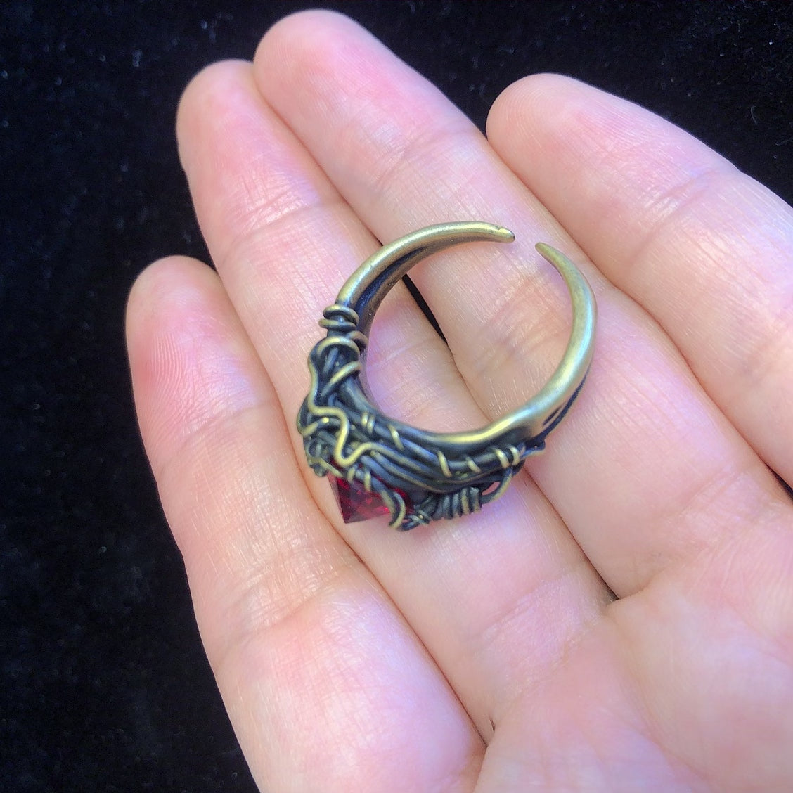 Handmade wirewrapping garnet ring vintage gemstone handcrafted rings