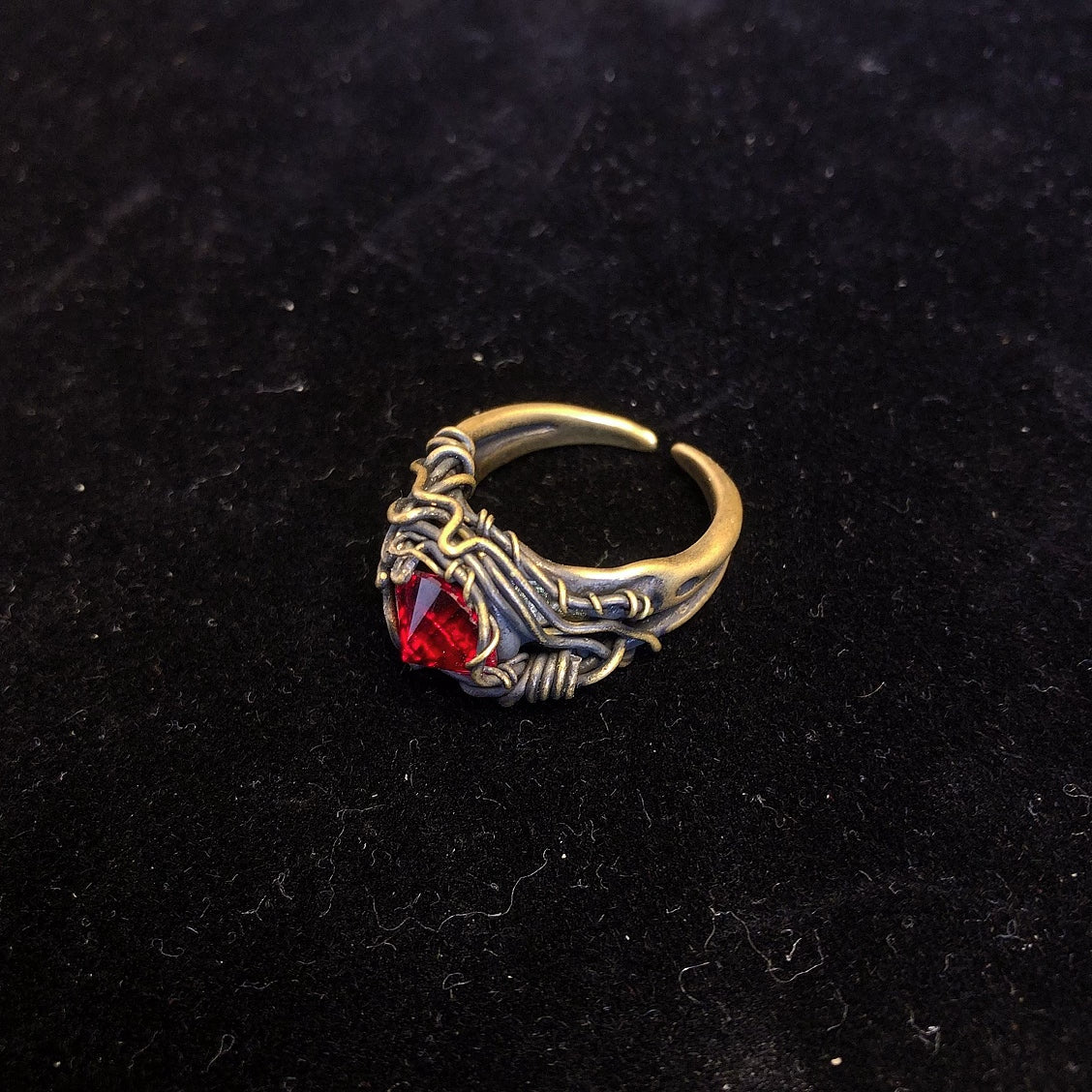 Handmade wirewrapping garnet ring vintage gemstone handcrafted rings