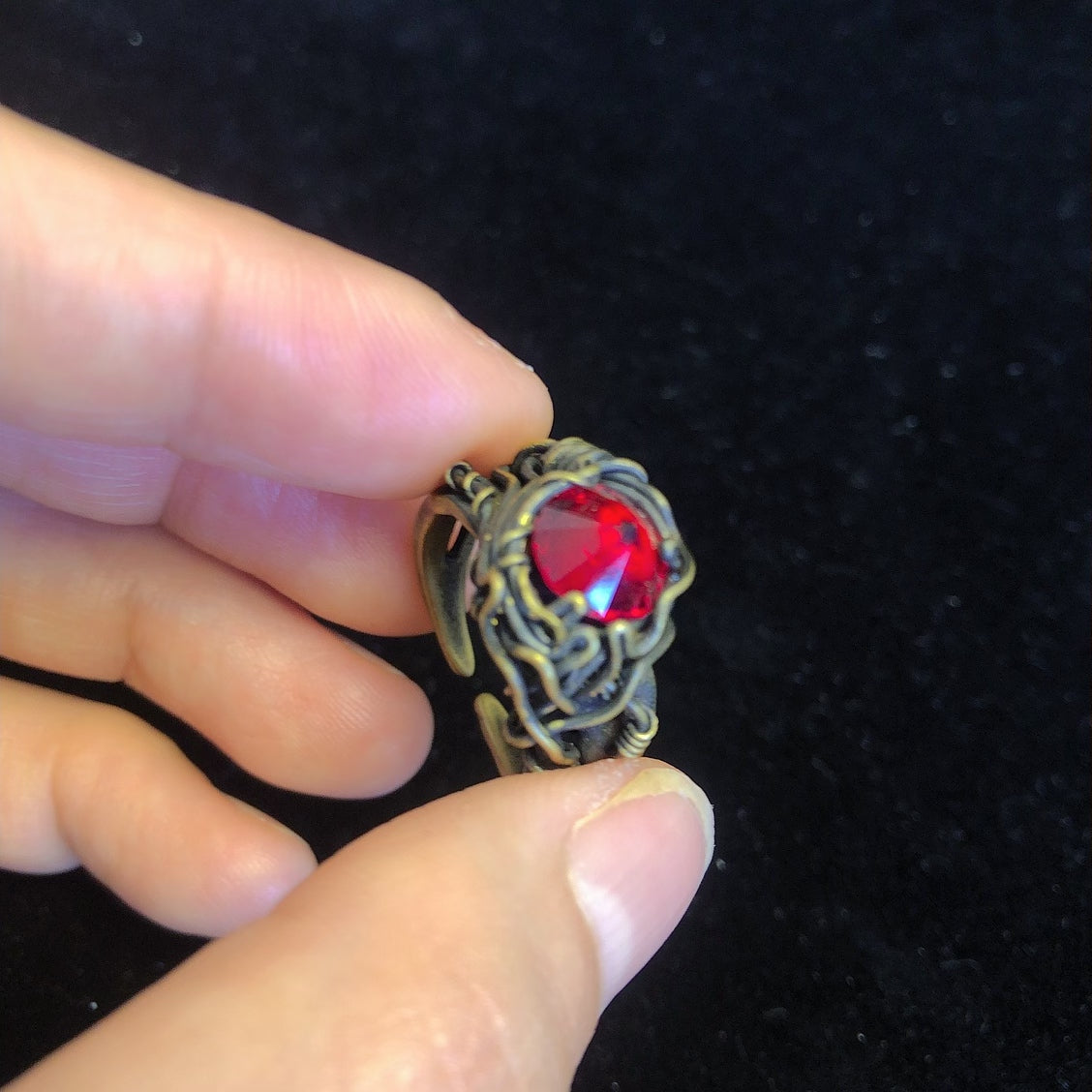 Handmade wirewrapping garnet ring vintage gemstone handcrafted rings