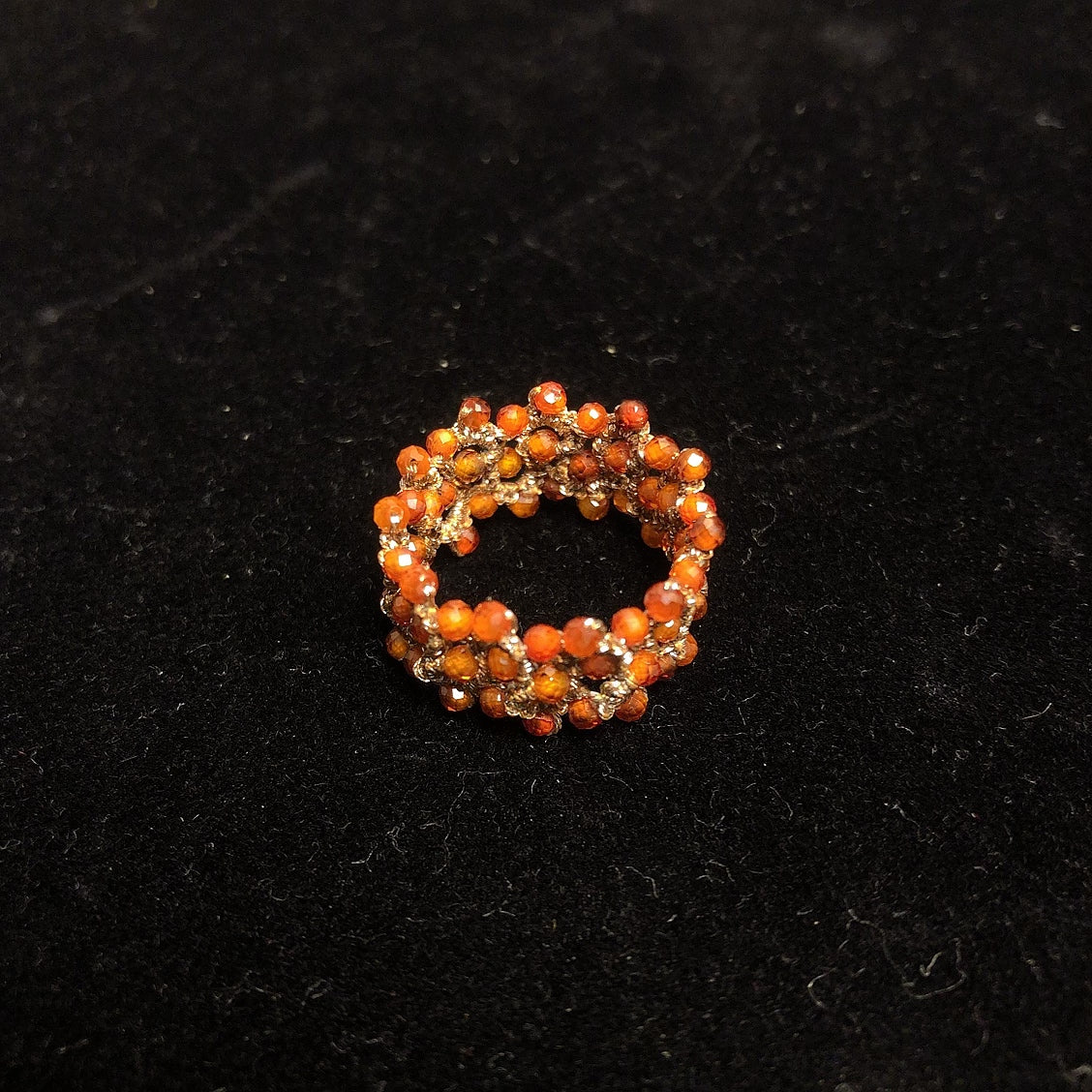 Handmade tatting ring zircon beaded rings