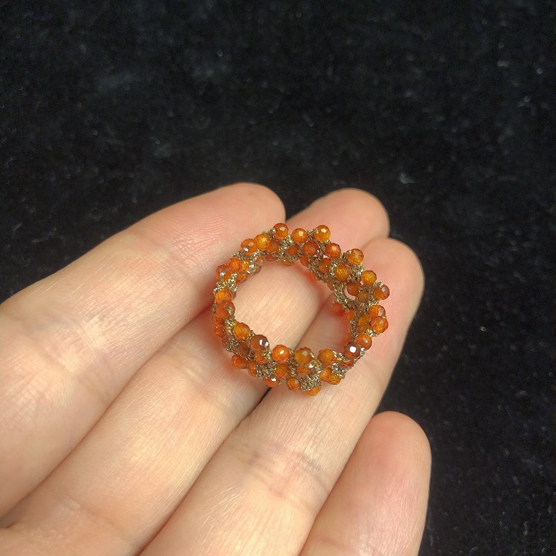 Handmade tatting ring zircon beaded rings