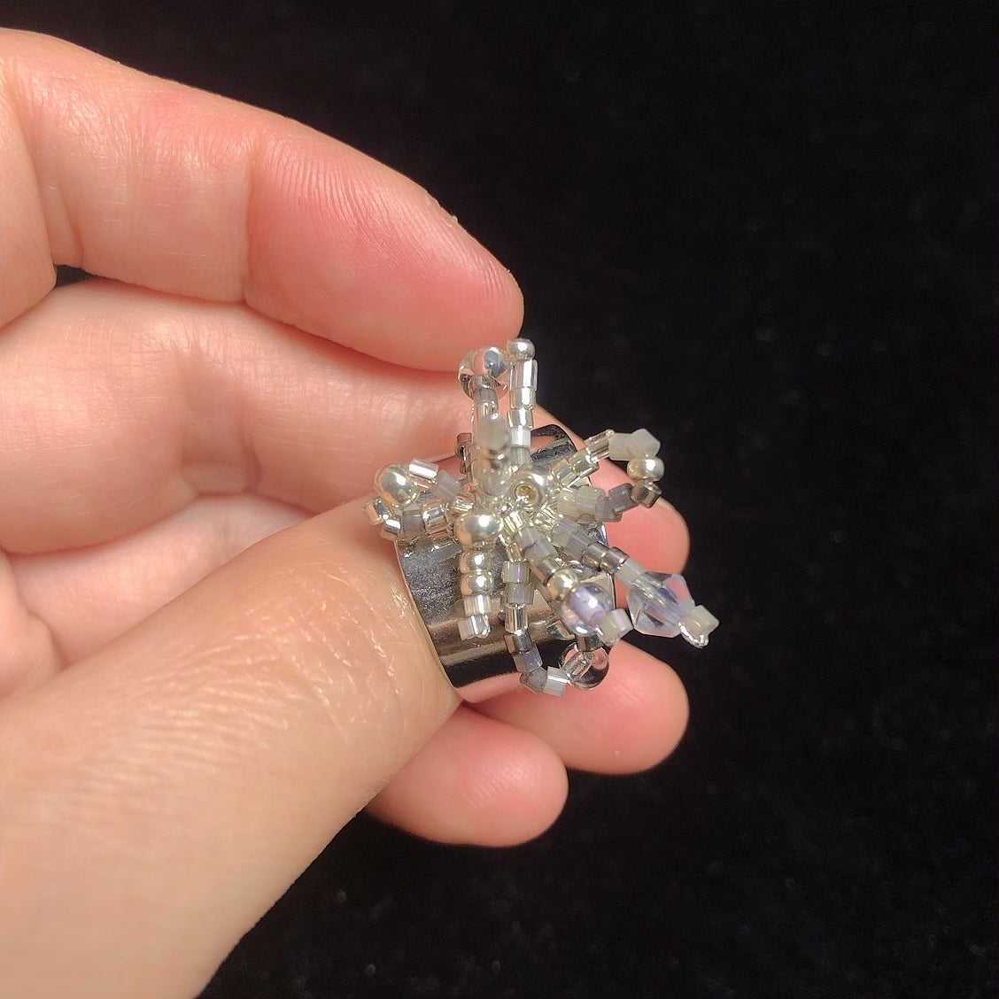 Handmade adjustable beaded ring