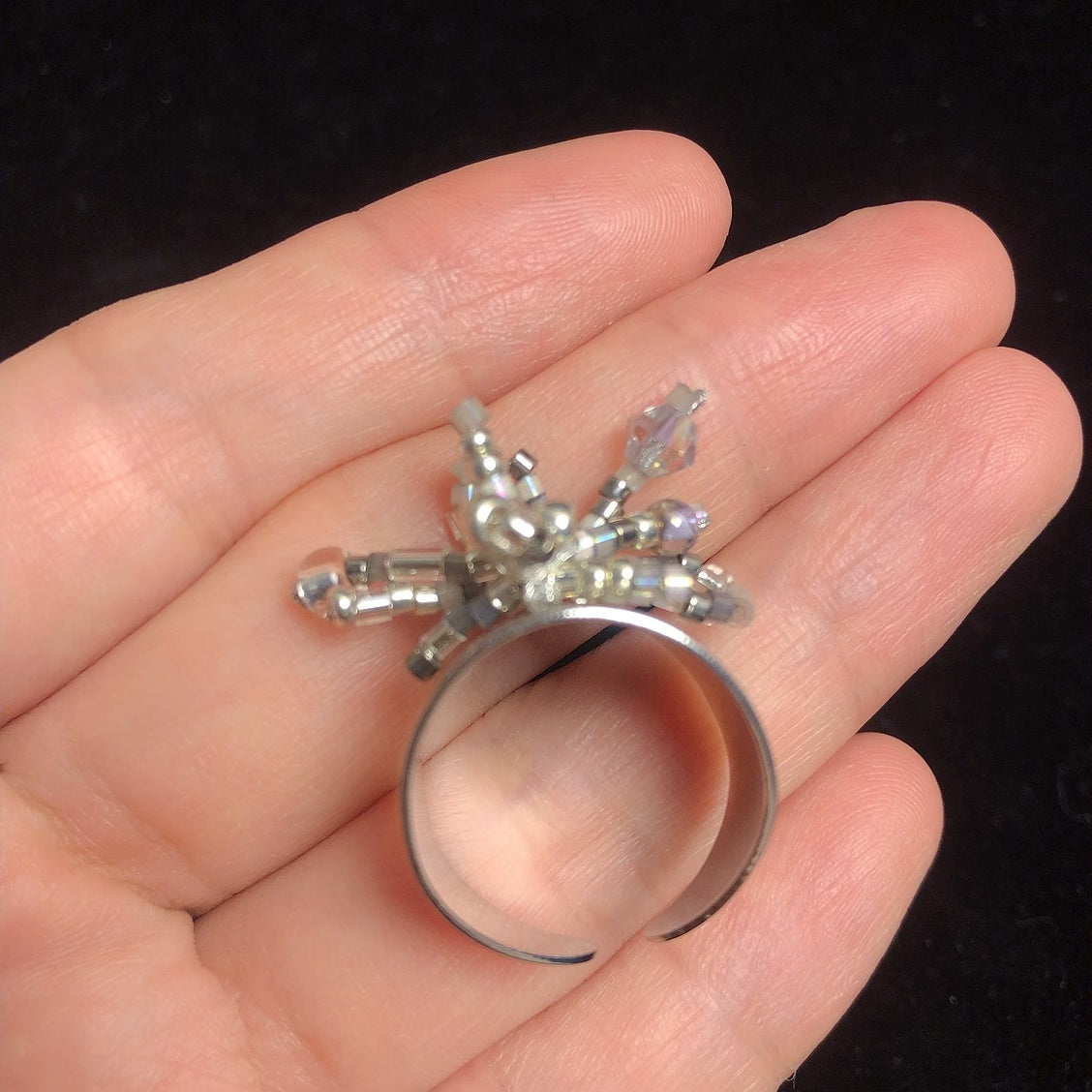 Handmade adjustable beaded ring