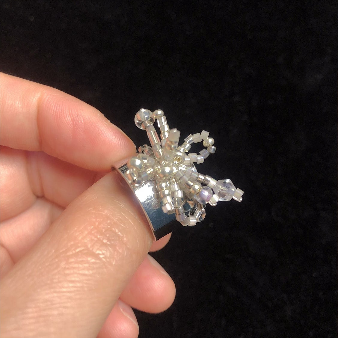 Handmade adjustable beaded ring