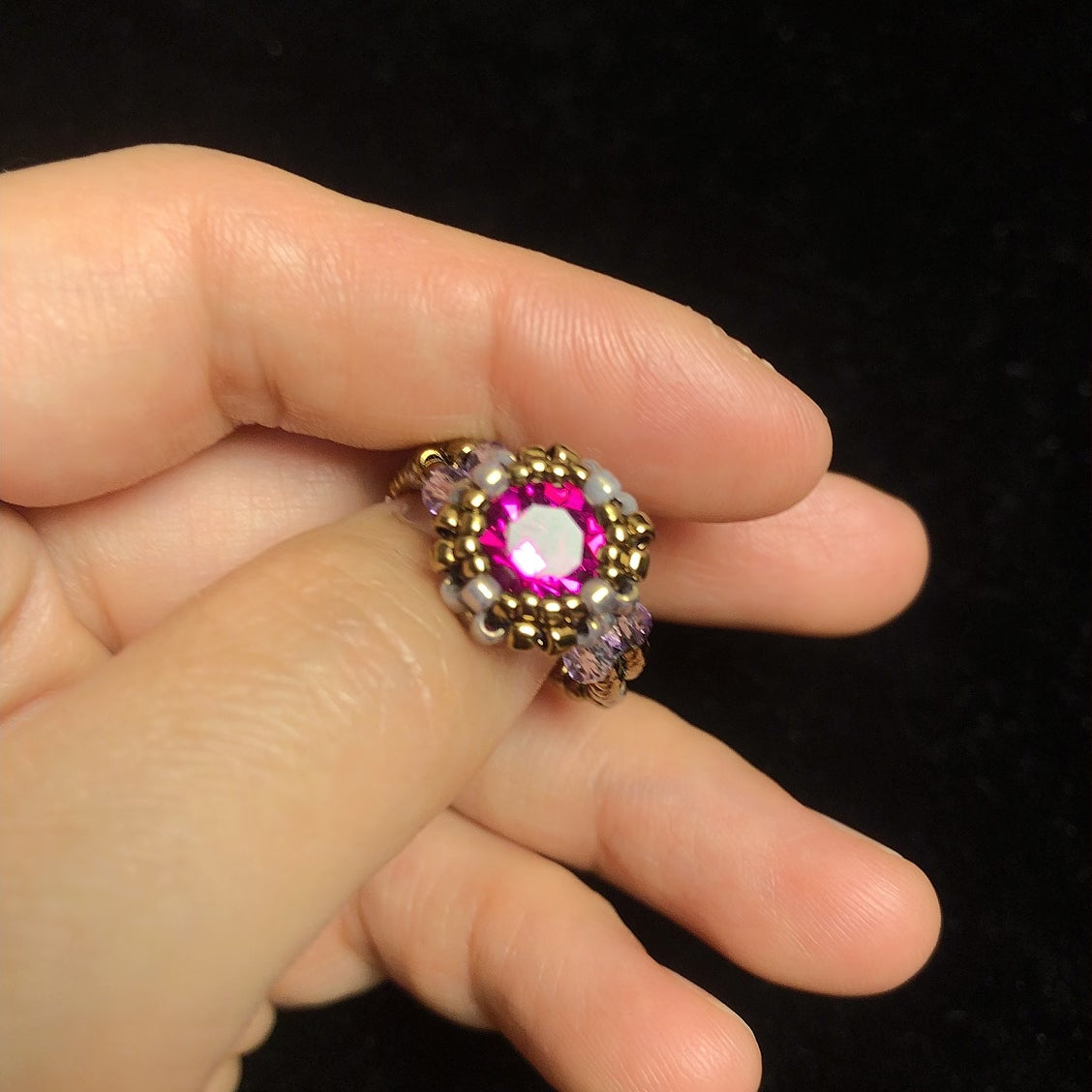 Handmade zircon beaded ring gemstone rings