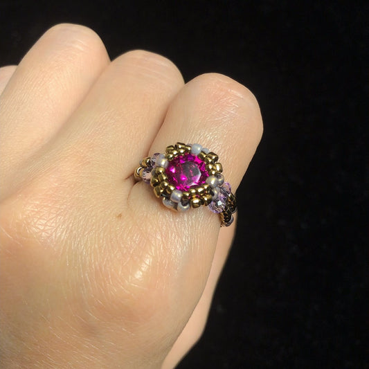 Handmade zircon beaded ring gemstone rings