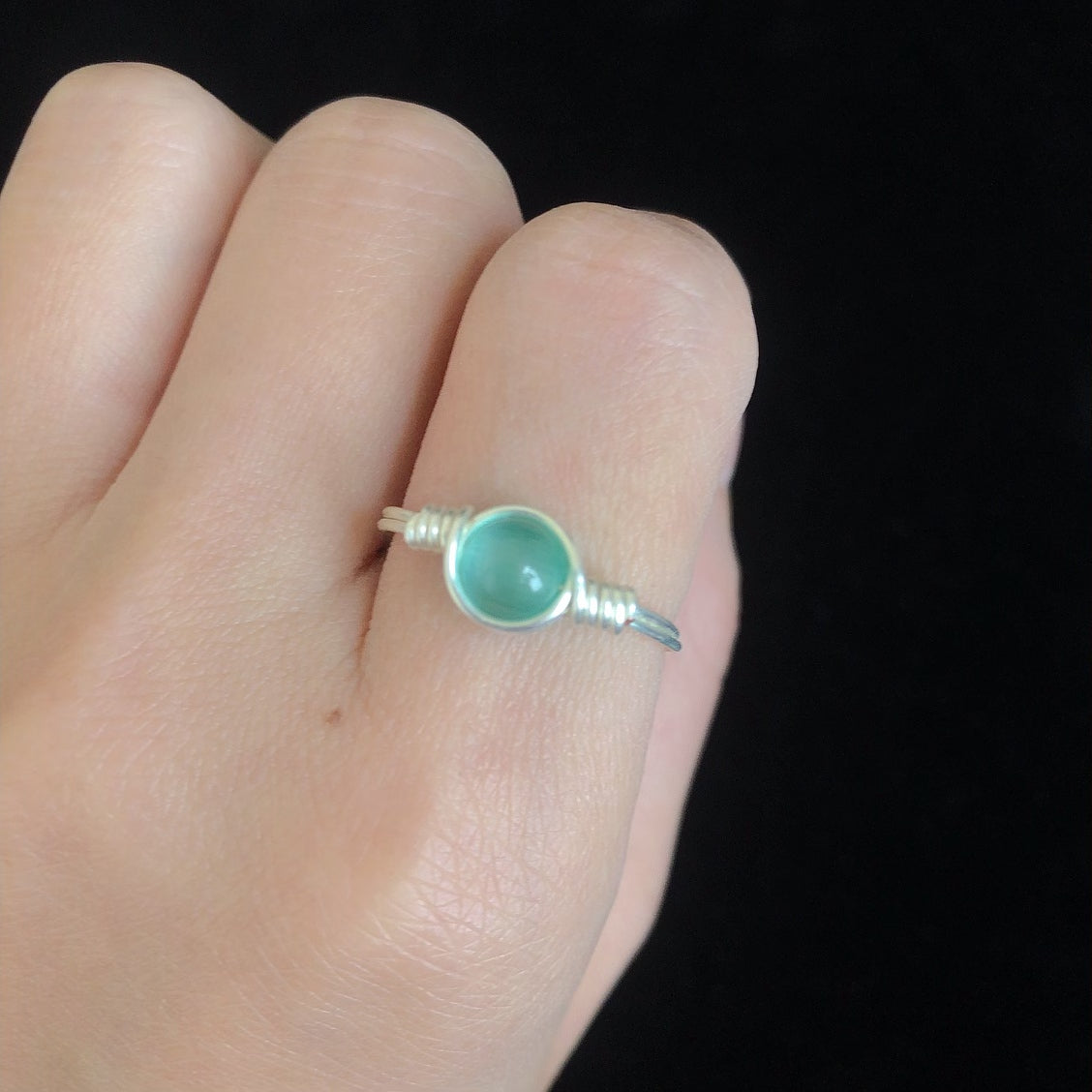 Handmade wirewrapping cat's eye rings