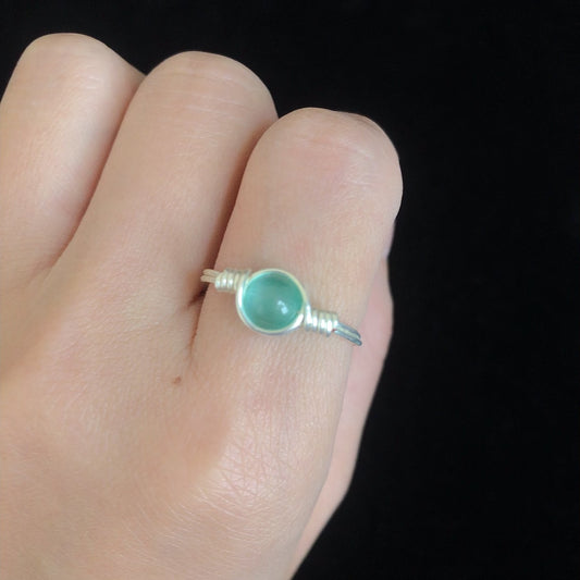 Handmade wirewrapping cat's eye rings