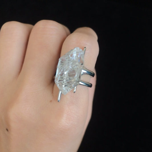 Handmade rock crystal herkimer diamond ring