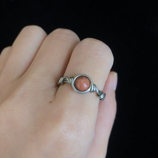 Handmade wirewrapping glass ring