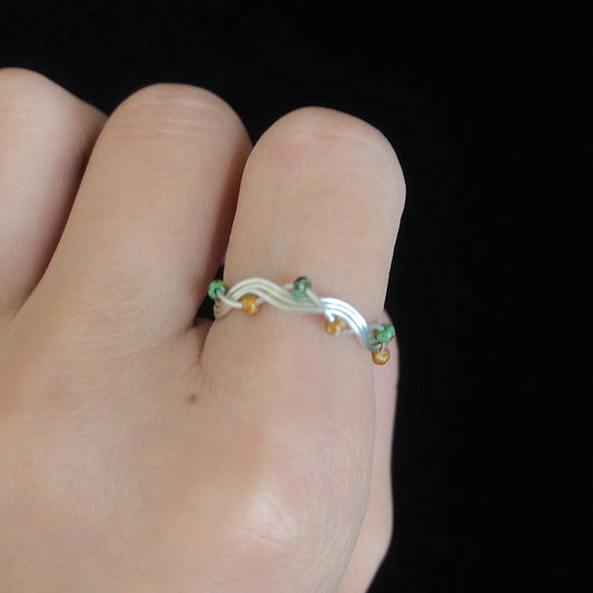 Handmade wirewrapped beaded ring