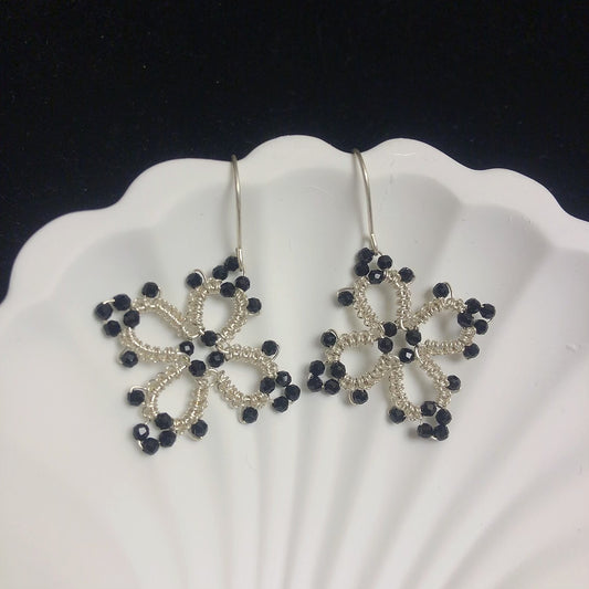 Handmade fine silver 999 spinel earrings pure silver wire braided earrings