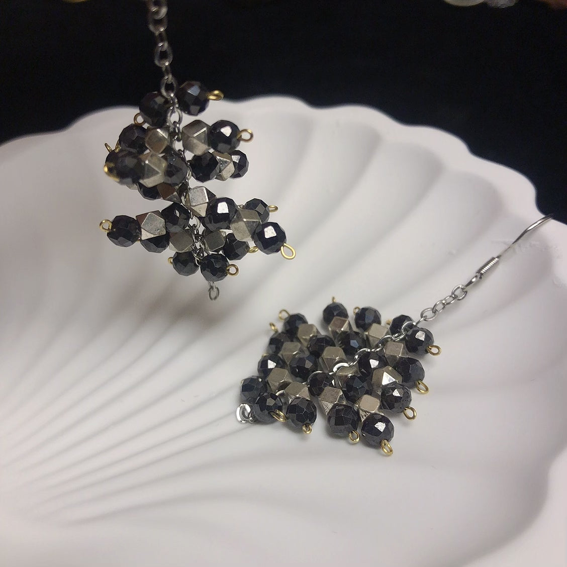 Handmade zircon beads copper beaded earrings