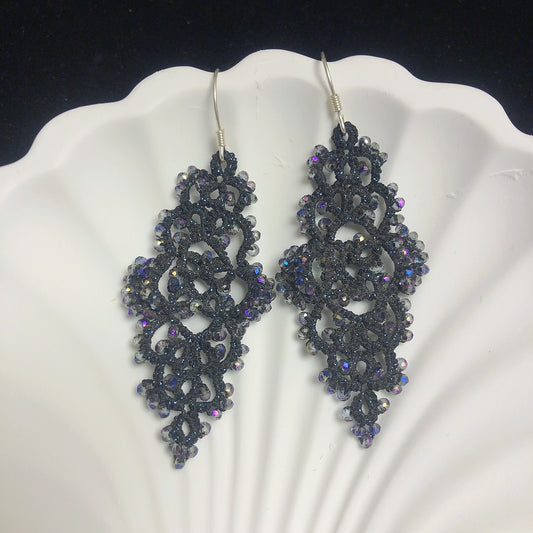 Handmade tatting beaded earrings