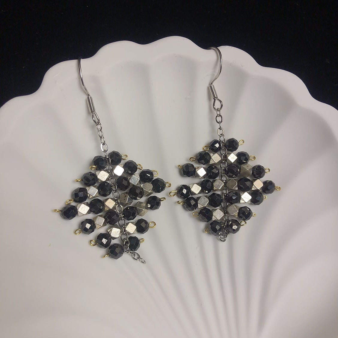 Handmade zircon beads copper beaded earrings