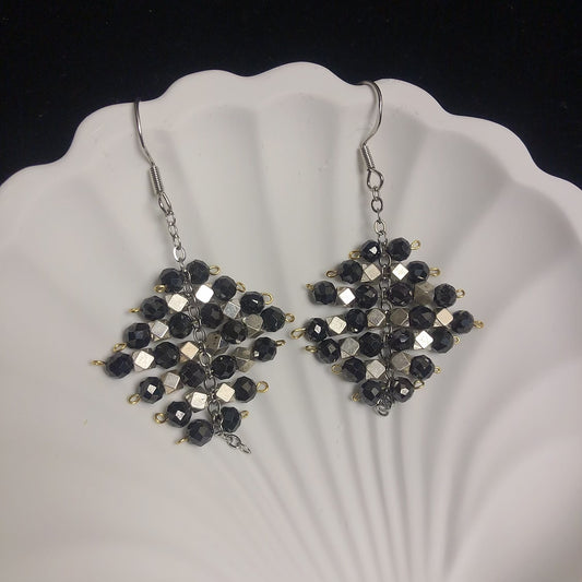Handmade zircon beads copper beaded earrings