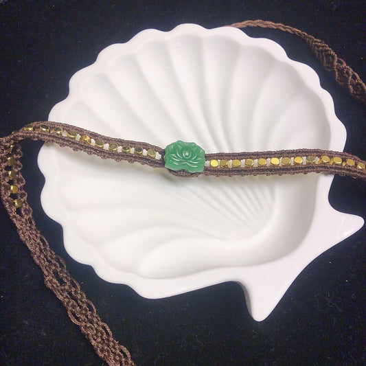 Handmade braided choker with jade