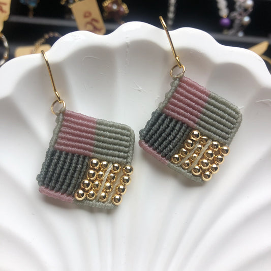 Handmade macrame earrings braided beaded earrings