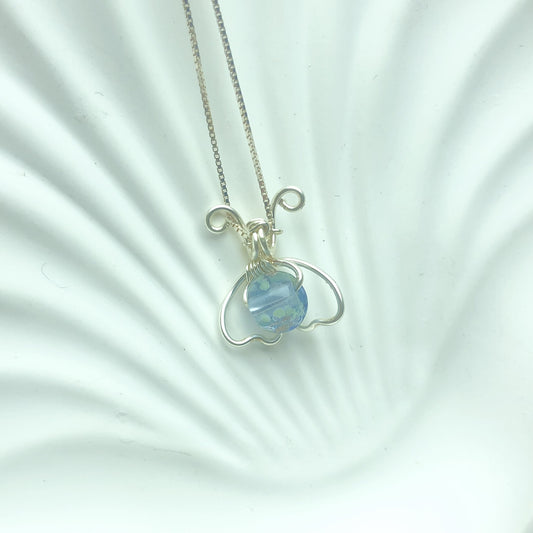 Handmade luminous firefly pendant sterling silver necklace