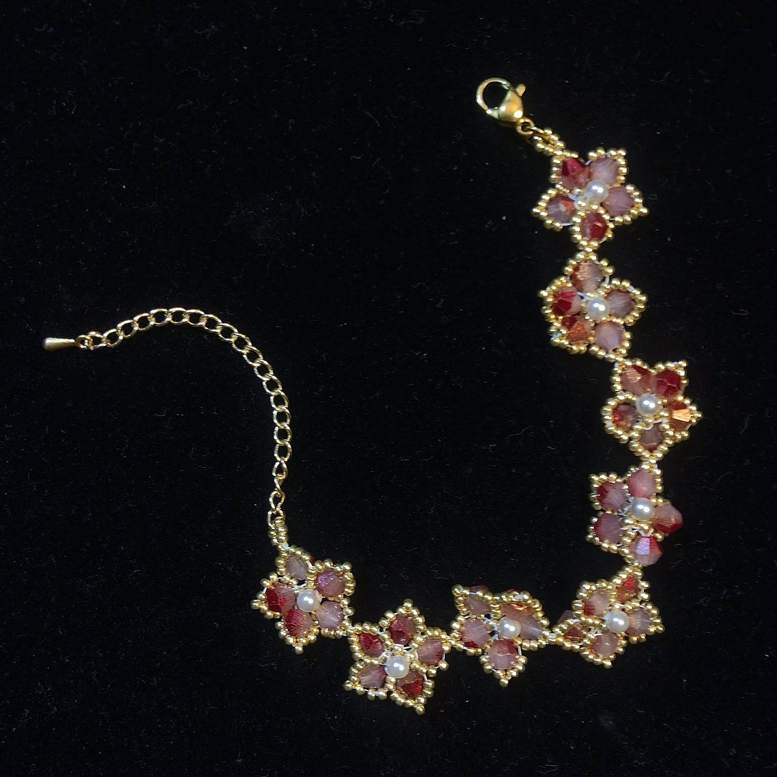 Handmade beaded flower bracelet