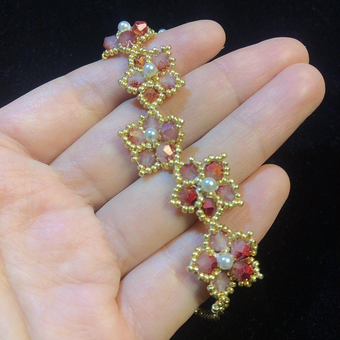 Handmade beaded flower bracelet