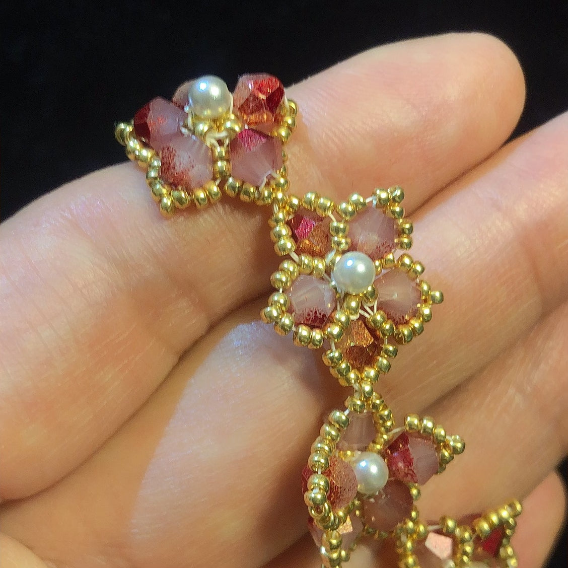Handmade beaded flower bracelet