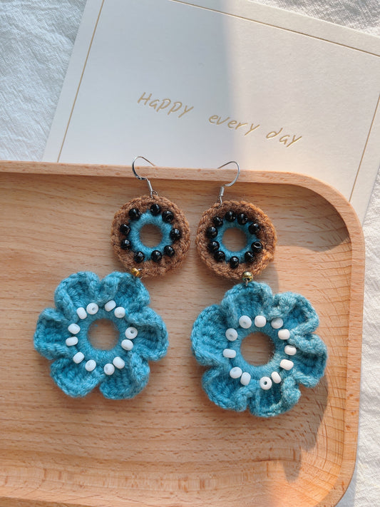 Handmade pretty crochet flower earrings with s925 hooks