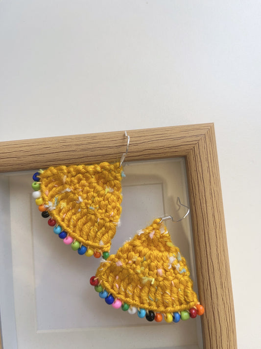 Handmade crochet earrings with colorful beads s925 hooks