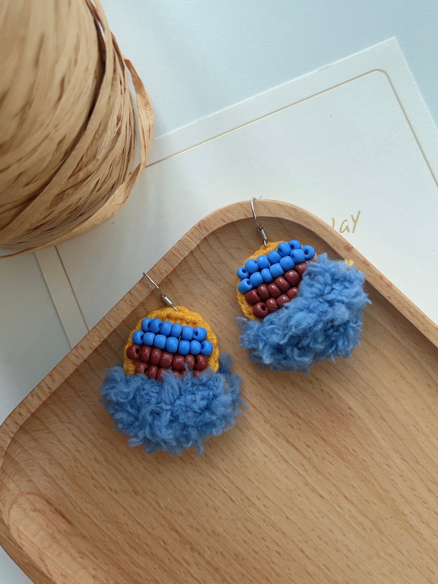 Handmade crochet beaded earrings with s925 hooks