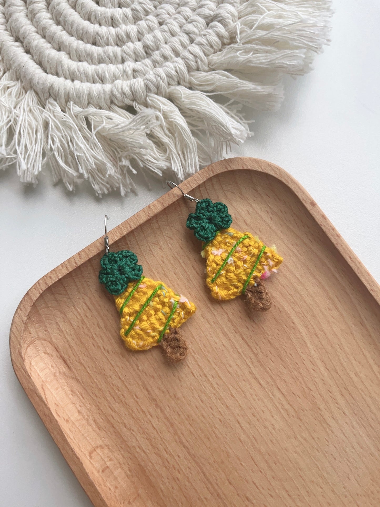 Handmade crochet Christmas tree earrings with s925 hooks